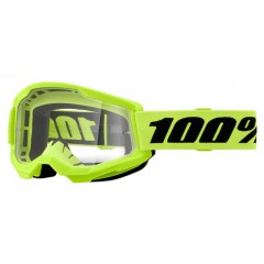 100% STRATA 2 PROZORNA MOTOKROS OČALA NEON YELLOW